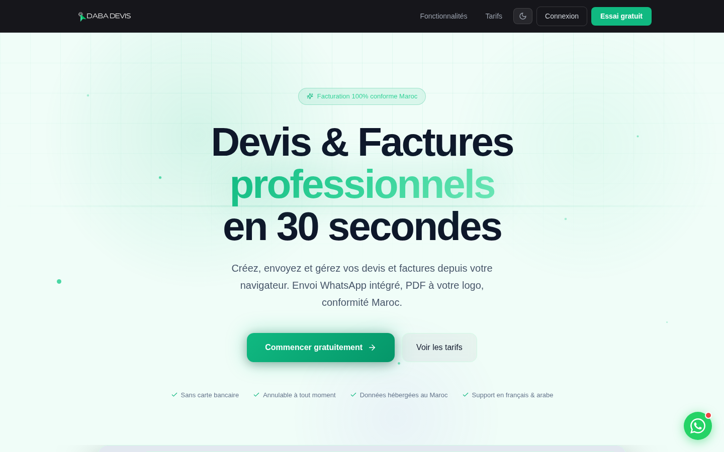 Page d’accueil de Daba Devis